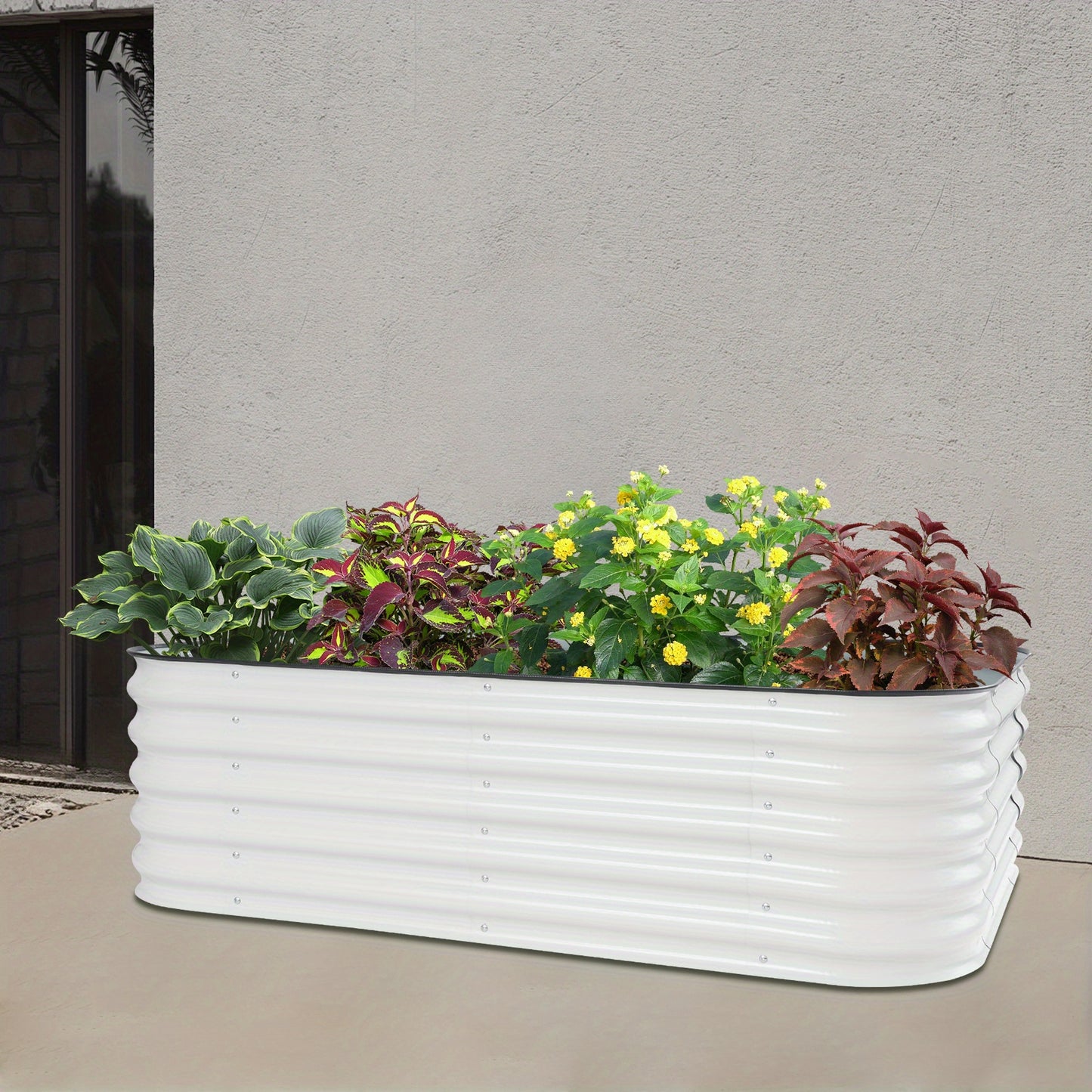 Verhoogd Tuinbed – Verhoogde Plantenbak – Moestuinbak – Kweekbak – Bloemenbak – Gegalvaniseerd Staal – 195x60x43 cm – Wit
