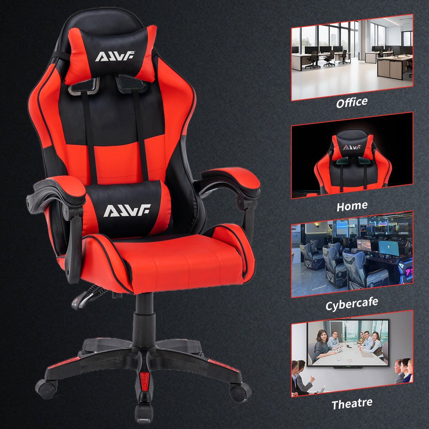 Gamestoel – Gaming Stoel – Game Stoel – Gaming Chair – Bureaustoel – Verstelbare Rugleuning & Zithoogte – Ergonomisch Met Nekkussen & Lendensteun – Rood