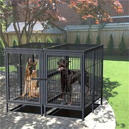 Hondenbench XXL – Hondenkooi – Hondenhok – Kennel – Bench – Dubbele Deuren – Zwaar Metalen Staal 130x100x100 cm