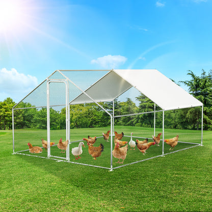 Kippenhok – Konijnenhok – Kippenren – Dierenhok – Buitenren – Robuuste Metalen Constructie – Verzinkt Stalen Frame 300x300x200 cm
