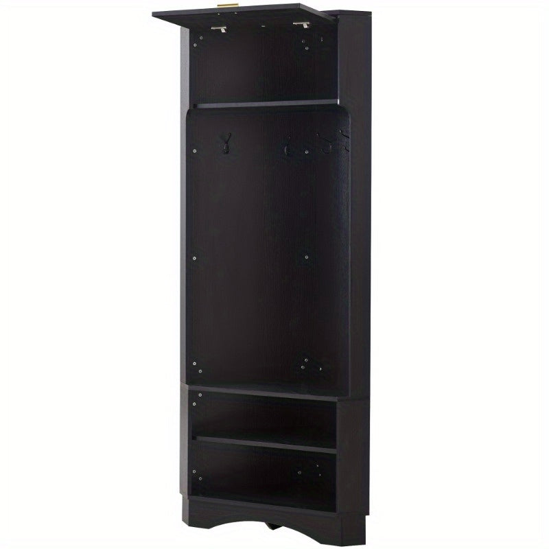 Kapstok – Wandkapstok – Garderobe – Jassenrek – Kapstok met Haken – Inclusief 4 Haken – Vouwbaar – Zwart Metaal – Ruimtebesparend – 53x53x180 cm