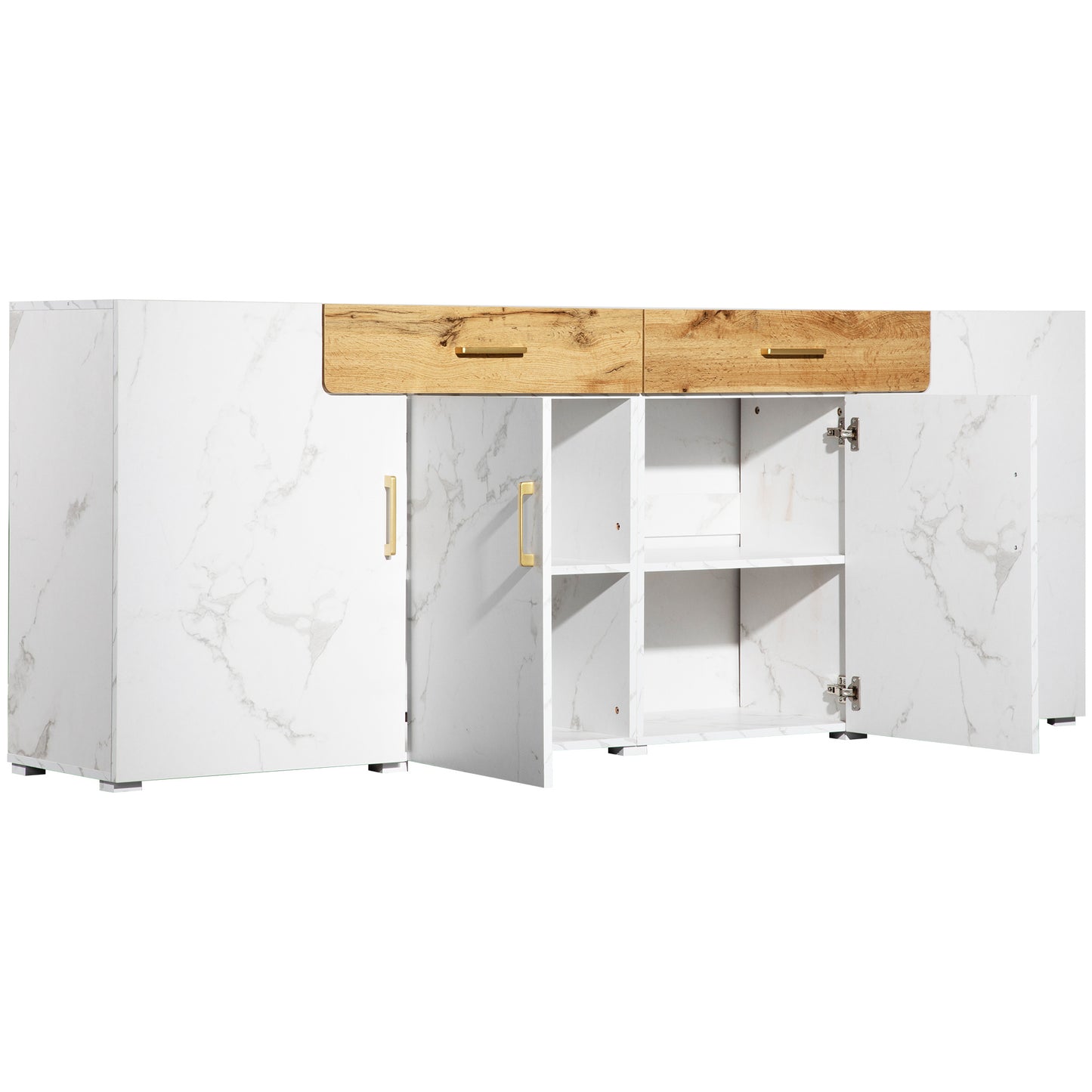 Sideboard – Dressoir – Tv-meubel – Buffetkast – Opbergkast – Houtlook Met Zwarte Accenten – 208x39,5x80 cm – MDF Met Melamine Coating