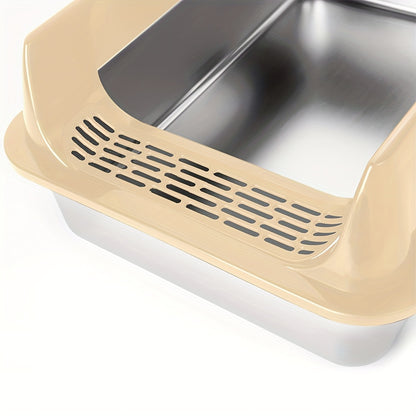 Kattenbak – Kattenbakje – Dierenbak – Konijnenbak – Metalen Bak – Roestvrij Staal – XXL Formaat 60x40x30 cm – Eenvoudig Schoon Te Maken – Hoge Zijkanten Tegen Strooisel