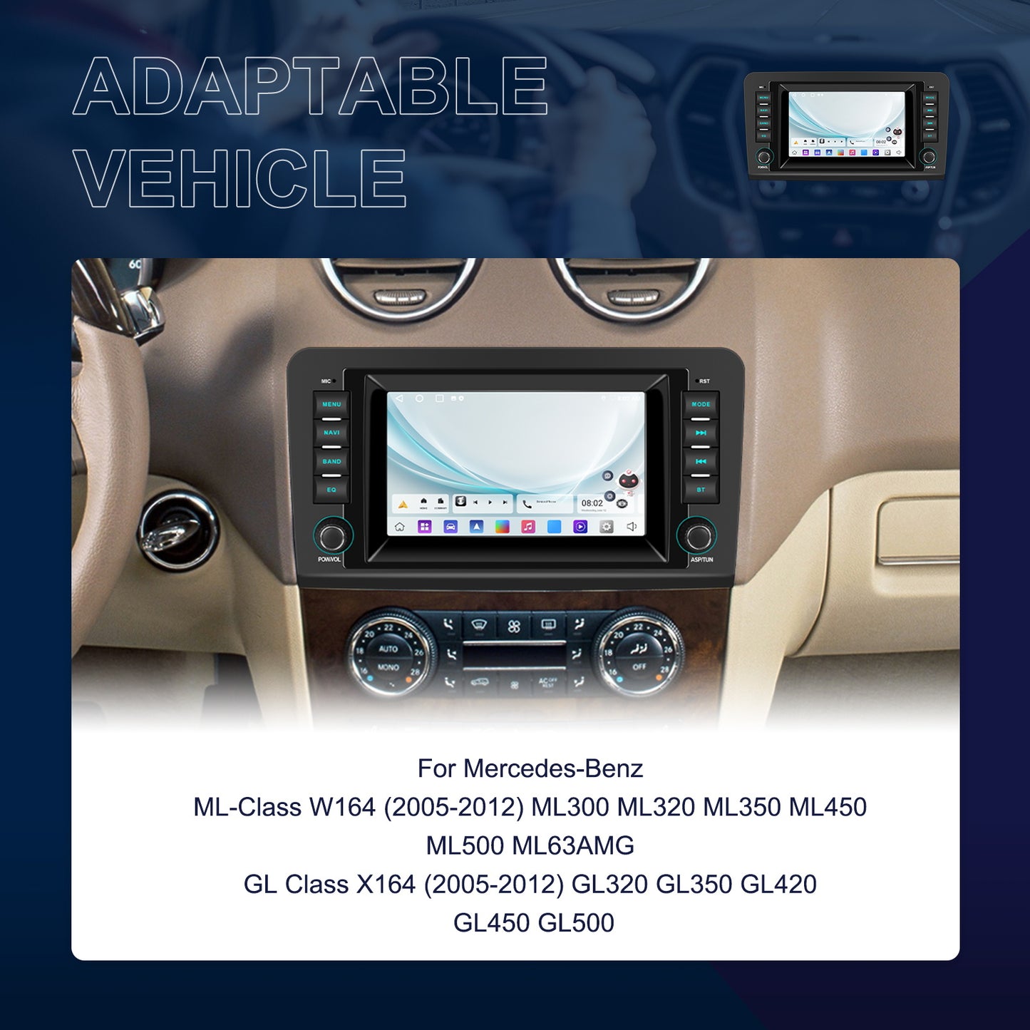 Android Autoradio – Multimedia Systeem – Infotainment Unit – Navigatie Radio – Auto Headunit – 7 Inch Touchscreen – Draadloze CarPlay & Android Auto – Android 15 2GB RAM 64GB Opslag – GPS Navigatie Met WiFi Updates