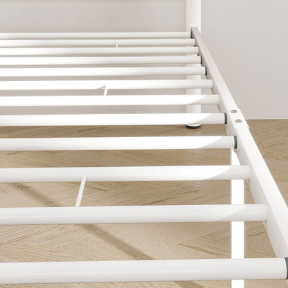 Eenpersoonsbed – Bedframe – Stalen Bed – Opbergbed – Slaapkamerbed – Wit – Stevig Stalen Frame – Ruimtebesparend Met Opbergruimte Onder Bed