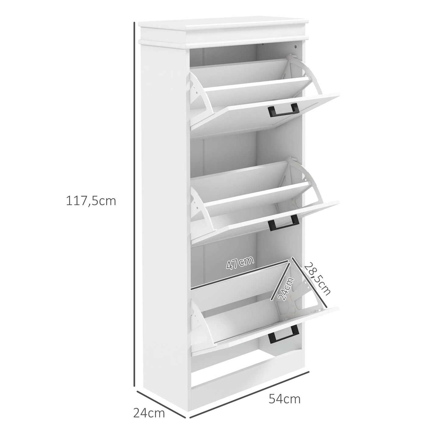 Schoenenkast – Schoenenrek – Schoenenopberger – Schoenenbank – Halmeubel – 3 Deuren – Verstelbare Planken – Wit – Compact – MDF