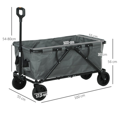 Transportkar – Inklapbare Trolley – Vouwbare Wagen – Tuinkar – Boodschappenkar – 120 kg Laadvermogen – 160 Liter Inhoud – Donkergrijs