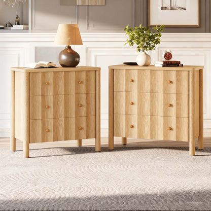 Nachtkastje – Bijzettafel – Ladekast – Nachtkast – Bedkast – Extra breed – 3 Laden – Natuurlijk Eikenhout – Softclose – MDF