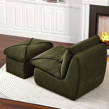 Recliner Chair, Ergonomic Upholstered Lazy Sofa, Indoor Seat Cushion with Soft Light Beige-Friendly Chenille Fabric, Modern Lounger with High-Density Foam Support, Suitable for Bedroom, Living Room, Office, and Lounge, Lightw
