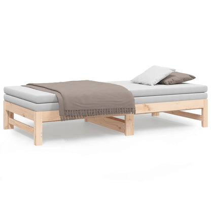 Slaapbank – Bedbank – Bedbankje – Logeerbed – Sofa Bed – Massief Dennenhout – Ruimtebesparend – 205,5x158x30 cm – Wit