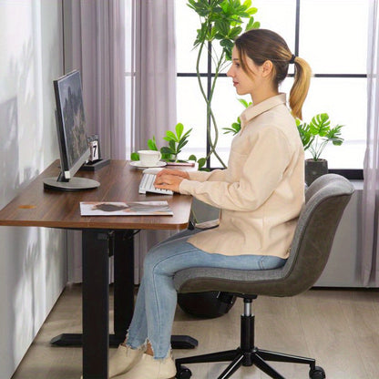 Bureaustoel – Draaistoel – Office Chair – Bureaustoelen – Werkstoel – Verstelbare Zithoogte – Vijfpotig Onderstel Met Antislip Voeten – Gewatteerde Zitting – Armlos Ontwerp – Ergonomisch – Modern Minimalistisch – Donkergrijs