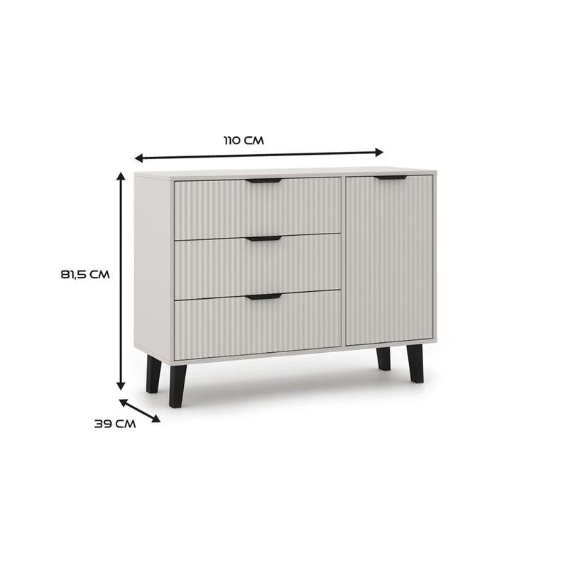 Dressoir – Ladenkast – Opbergkast – Meubel – Kast – Cashmere Beige – Compact Slank Design – Textuur Fronten