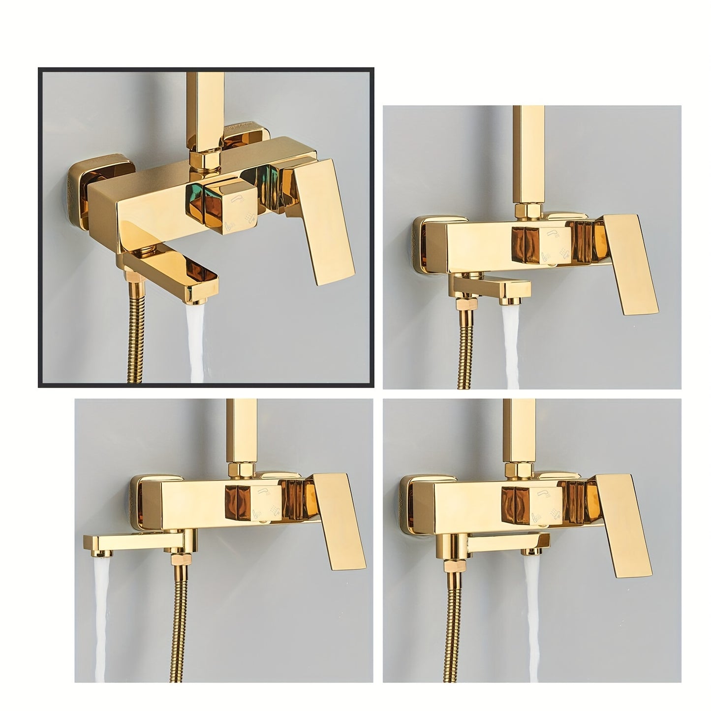 Douche Set – Douchekop – Regendouche – Handdouche – Badkraan – Gouden Afwerking – Messing Materiaal – 3 Functies