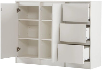 Kast - Dressoirs - 12 laden - Ladekast - Opbergkast - Halmeubel - 90 cm x 35 cm x 120 cm - Wit - QUORE