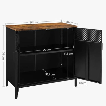 Kast - Dressoir - Archiefkast - Kantoorkast - Opbergruimte - 80 cm x 40 cm x 76 cm - Zwart - QUORE