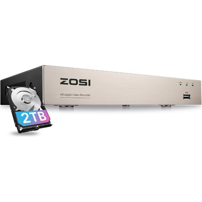 8-Kanaals Beveiligings-DVR – Security Recorder – Video-opnamesysteem – Surveillance Recorder – Toezicht DVR – 2TB HDD Opslag – Bewegingsdetectie Met Pushmeldingen