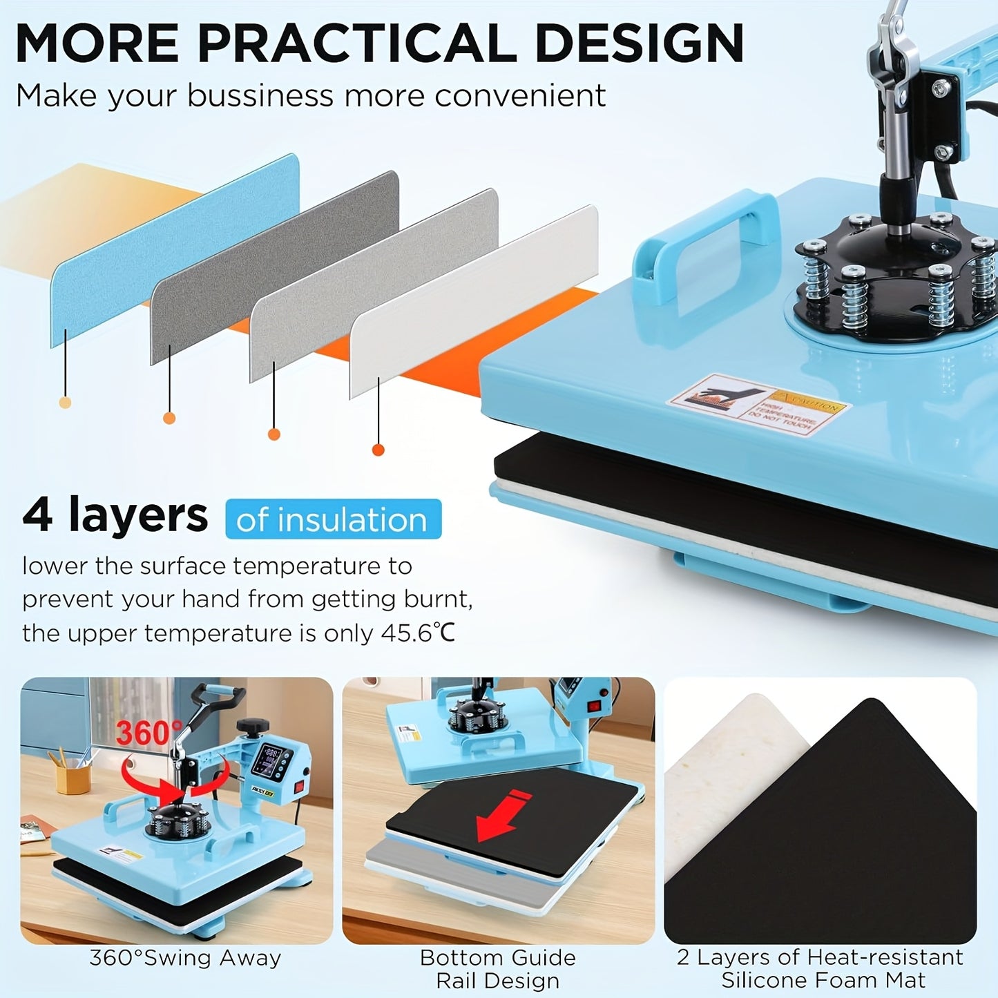 Heat Press Machine, 8in 1/ 5in 1 Shirt Press Machine with 30oz Tumbler Press, Slide Out 360° Swing Away Digital, Industrial-Quality Heat Transfer Sublimation for Tumbler/Mug/Hat/Cap/Plate