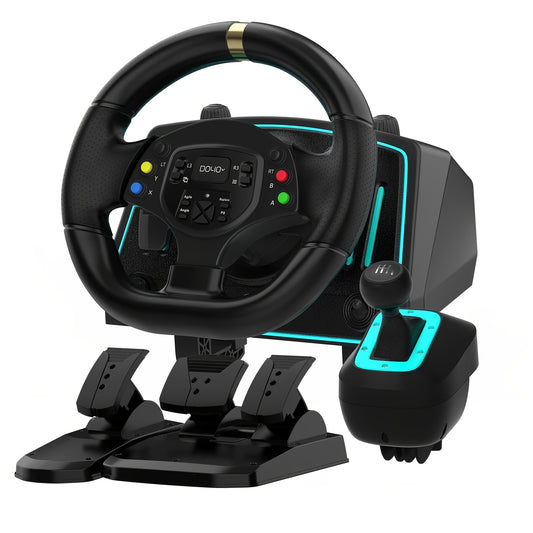 Racing Stuurwiel – Gaming Stuur – Racestuur – Simulator Stuur – Zwart – 1080 Graden Rotatie – Instelbare Stuurhoek 270°-1080°
