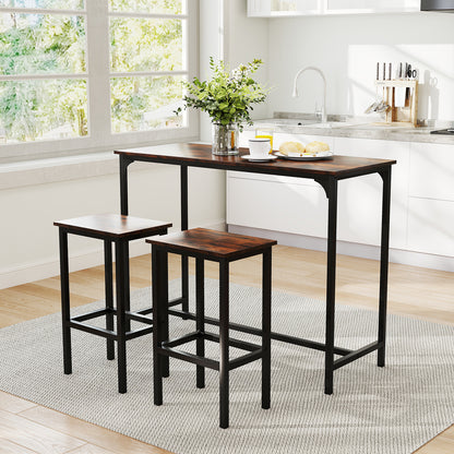 Barset – Bartafelset – Hoog Tafeltje – Barkrukken – Bistro Set – Industrieel Design – Compact 120x48x91 cm – Metalen Frame