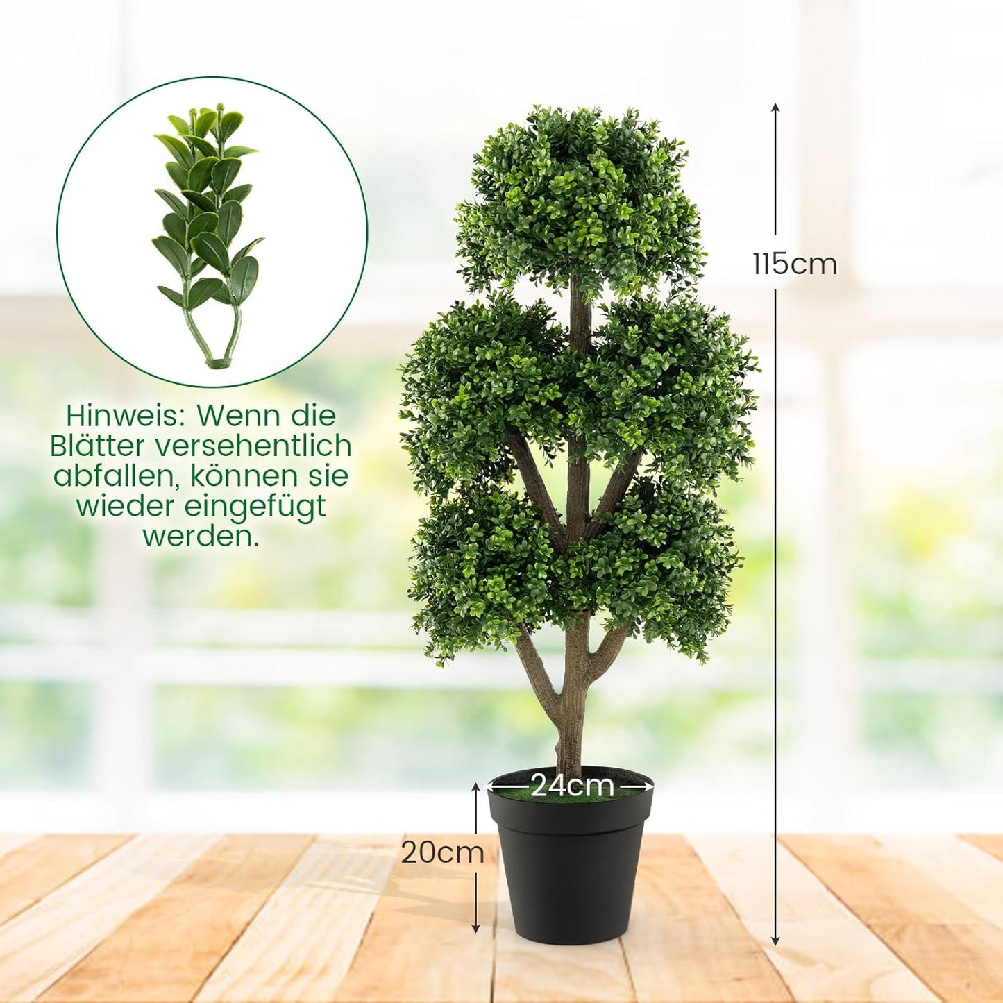 Kunstboom Buxus – Kunstplant – Kunstboom Bolvormig – Kunstplant Pot – Kunstbuxus – Onderhoudsvrij – 115 cm Hoog