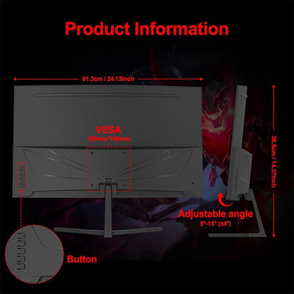 27-inch Curved Gaming Monitor – PC Monitor – Computer Scherm – Gaming Display – Breedbeeld Monitor – 100Hz Refresh Rate – Frameloos 1800R Curved Design