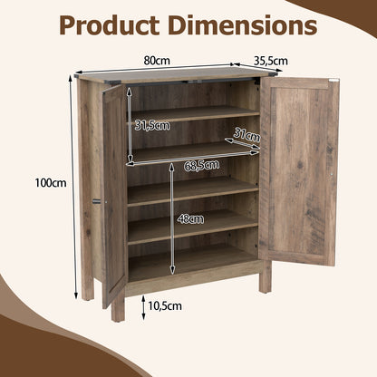 Schoenenkast – Schoenenrek – Schoenenopberger – Halmeubel – Opbergkast – 6 Lagen Met Deuren – Verstelbare Legplanken – Hout – Grijs
