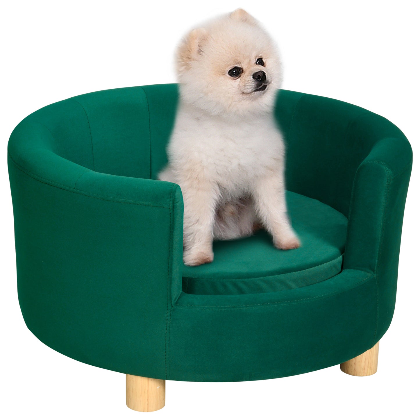 Huisdiersofa – Dierenbank – Dierenbed – Kattenbank – Hondensofa – Wasbare Kussenhoes – Berkenhouten Poten – Geschikt Voor Kleine Huisdieren Tot 4,5 Kg – Groen