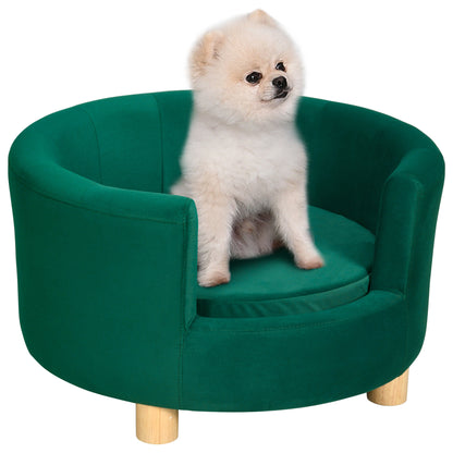 Huisdiersofa – Dierenbank – Dierenbed – Kattenbank – Hondensofa – Wasbare Kussenhoes – Berkenhouten Poten – Geschikt Voor Kleine Huisdieren Tot 4,5 Kg – Groen