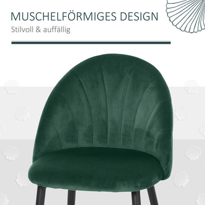 Eetkamerstoel – Stoel – Kuipstoel – Keukenstoel – Zitmeubel – Set van 2 – Comfortabele Ergonomische Rugleuning – Groen Beklede Stoel 52x54x79 cm