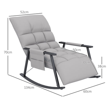 Relaxstoel – Schommelstoel – Relaxfauteuil – Lounge Chair – Relaxzetel – Grijs – Verstelbare Rugleuning en Voetsteun – Comfortabele Microfiber Bekleding