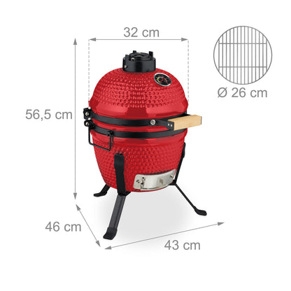Kamado Grill – Barbecue – Keramische BBQ – Houtskoolbarbecue – Buitenkeuken – Groen – Ø 32 cm – Ingebouwde Thermometer – Energiezuinig Grillen