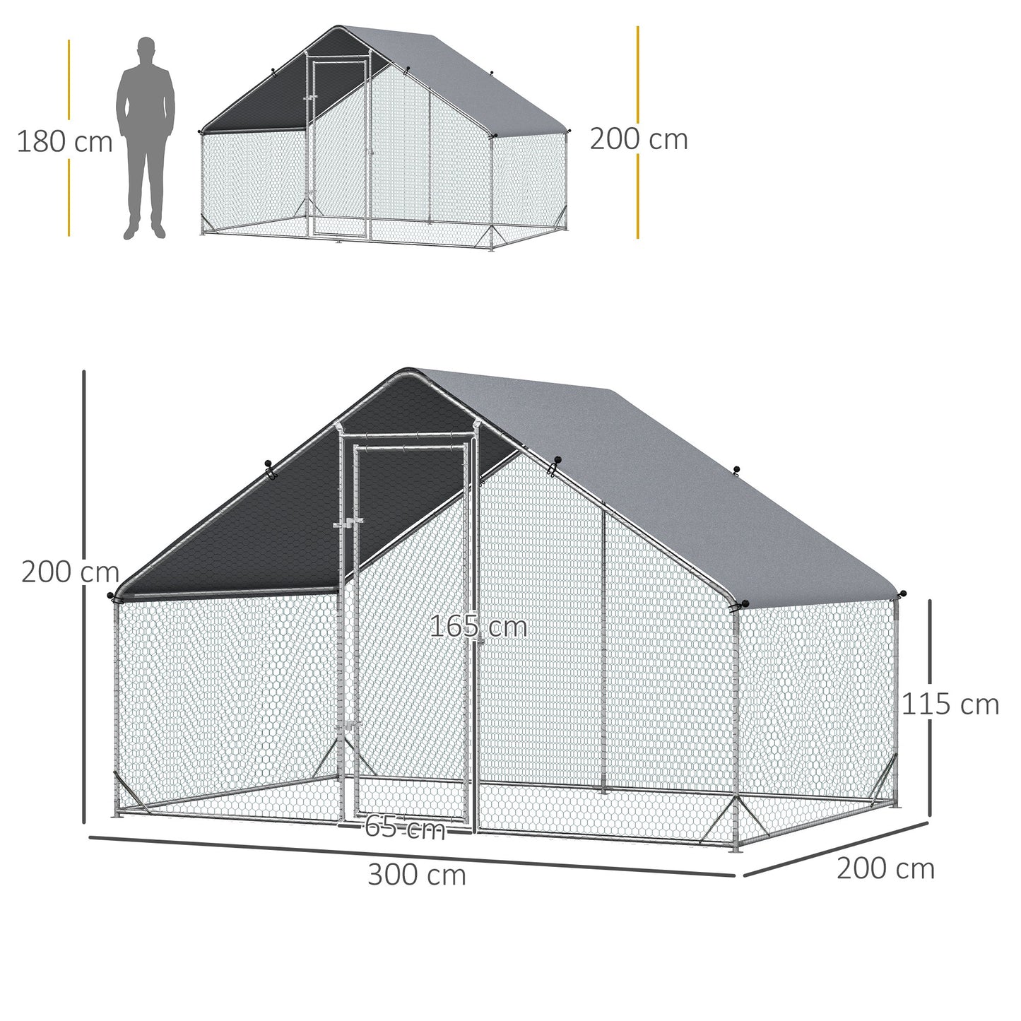 Kippenhok – Dierenverblijf – Kippenren – Pluimveehok – Buitenhok – Gegalvaniseerd Staal – Ruime Afmeting 6 m²