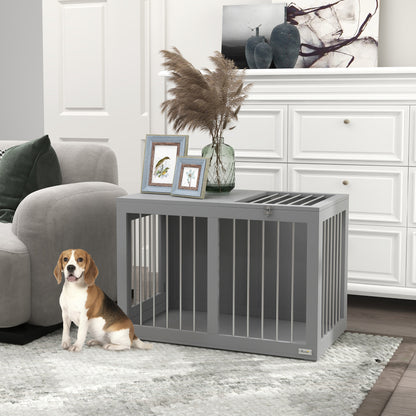 Hondenbench – Hondenhok – Hondenkooi – Transportbench – Hondenkooi Middelgroot – 2 Afsluitbare Deuren – Stalen Roosters Grijs 80x50x56,5 cm