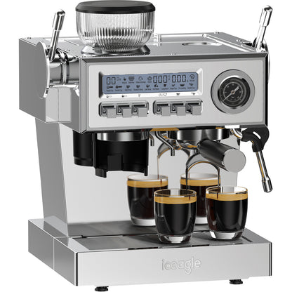 Espressomachine – Koffiezetapparaat – Halfautomaat – Koffiemachine – Baristamachine – 20-Bar Pomp Met Maalfunctie – Roestvrijstalen Behuizing Met 1,6L Waterreservoir