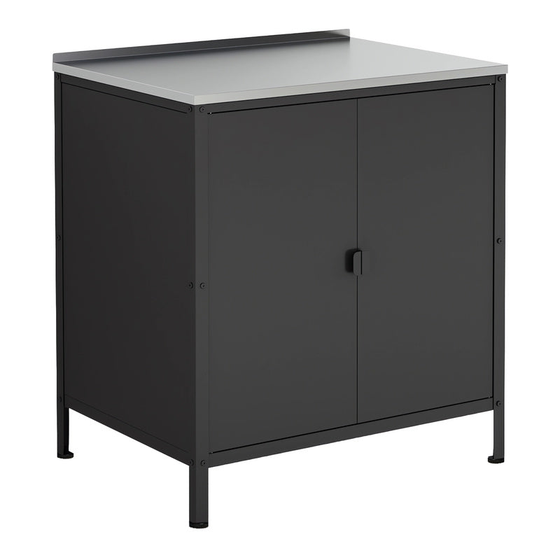 Tuinkast – Tuinkist – Tuinberging – Buitenkast – Opbergkast – Stalen Mat Zwart – 92x80x50 cm – Weerbestendig Met Verstelbare Pooten