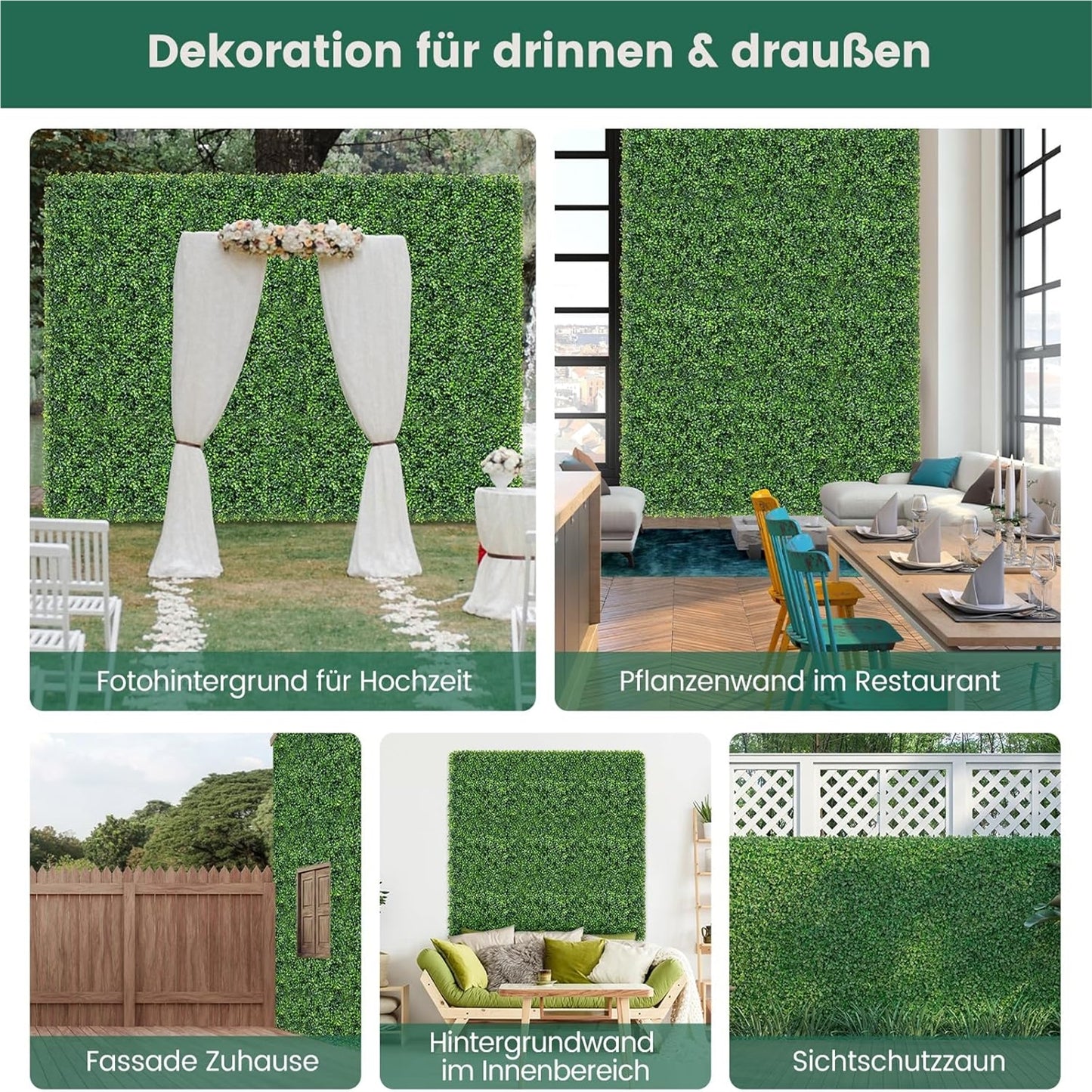 Kunsthaag Panelen – Kunstgroen Wand – Nepplant Muur – Sfeervolle Haag – Groen Balkon Scherm – 12 Stuks 50x50 cm – UV-Bestendig PE Materiaal