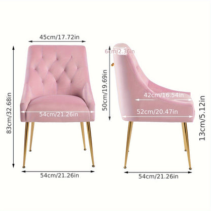 Roze Eetkamerstoel – Eetkamerstoel Set – Velours Stoel – Design Stoel – Modern Stoel – Fluweelzachte Bekleding – Stevig Metalen Frame