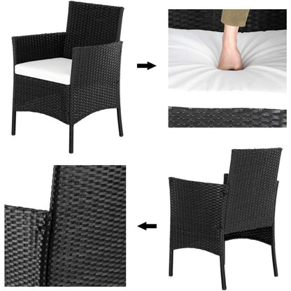 4-Persoons Tuinmeubelset – Buitenmeubelset – Loungeset – Balkonset – Rattan Zithoek – Weerbestendig PE-Rattan – Stevig Stalen Frame – Glazen Tafelblad
