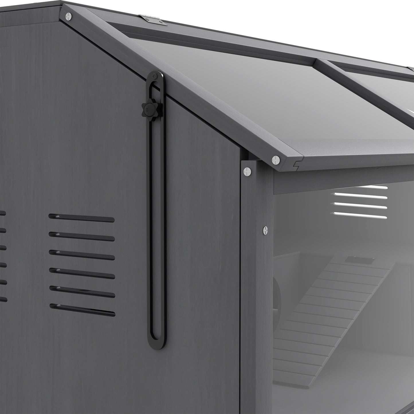 Hamsterkooi – Knaagdierenkooi – Muizenkooi – Gerbilkooi – Kleine Dierenkooi – 100cm Donkergrijs – Open Dak Met Tredebrug & Ladder – Duurzame Plastic Bodem Met Voeder- en Drinkdispenser
