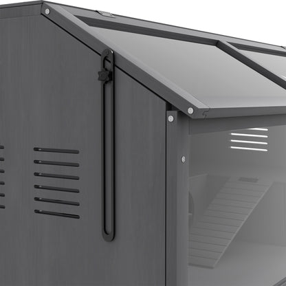 Hamsterkooi – Knaagdierenkooi – Muizenkooi – Gerbilkooi – Kleine Dierenkooi – 100cm Donkergrijs – Open Dak Met Tredebrug & Ladder – Duurzame Plastic Bodem Met Voeder- en Drinkdispenser