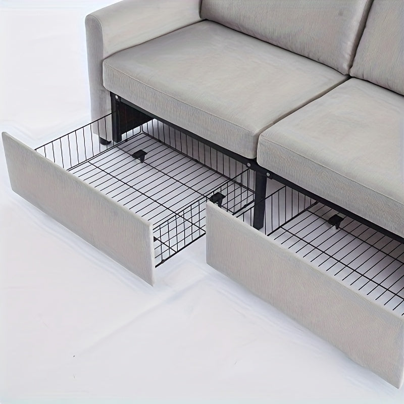 Bank – Tweezitsbank – 2-Zitsbank – Sofa – Zitmeubel – Lichtgrijs Stof – Opberglades – Compact Design – Zacht Zitcomfort