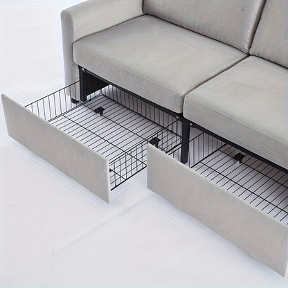 Bank – Tweezitsbank – 2-Zitsbank – Sofa – Zitmeubel – Lichtgrijs Stof – Opberglades – Compact Design – Zacht Zitcomfort