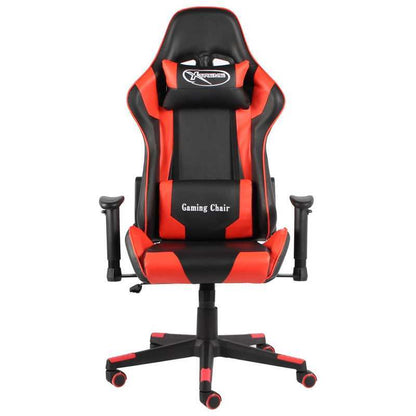 Ergonomic Red & Black Gaming Chair with PVC Faux Leather-Like Upholstery - Adjustable, Rotatable, Comfortable Office & Gaming Room Chair with Polyester Filling, Easy Wipe Clean, Manual Recline Mechanism gaming pc