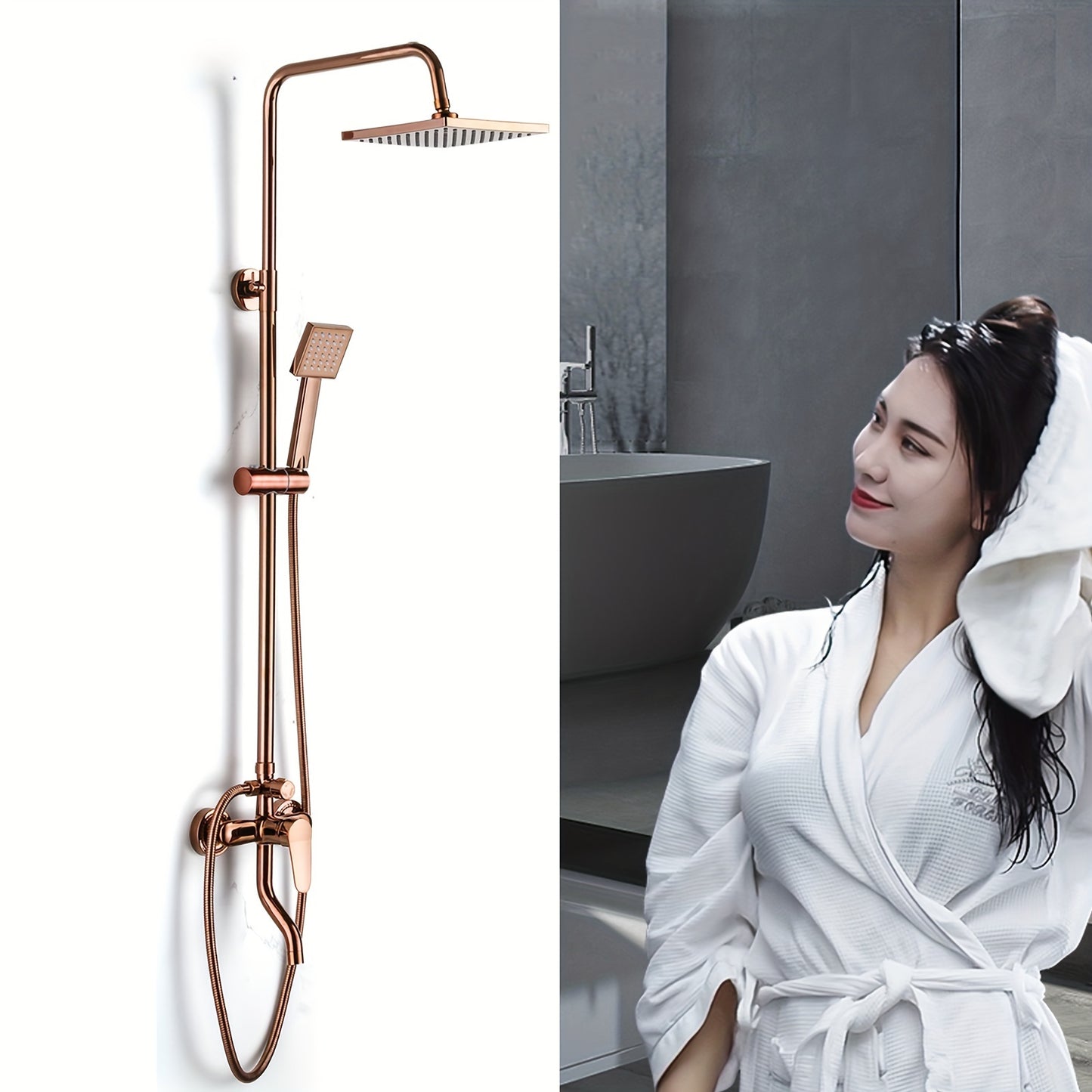 Rose gouden douchekraan set – Regendouche – Douchekraan – Badmengkraan – Handdouche – Roestvrij staal – Verstelbare douchearm