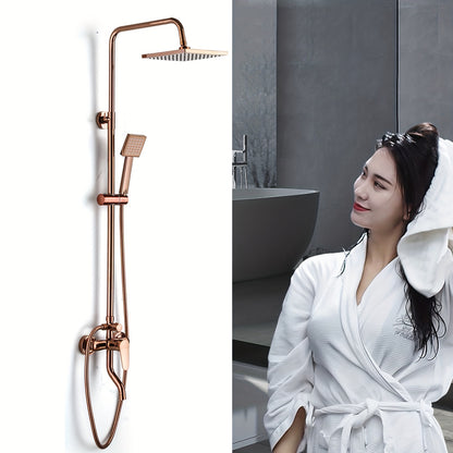 Rose gouden douchekraan set – Regendouche – Douchekraan – Badmengkraan – Handdouche – Roestvrij staal – Verstelbare douchearm