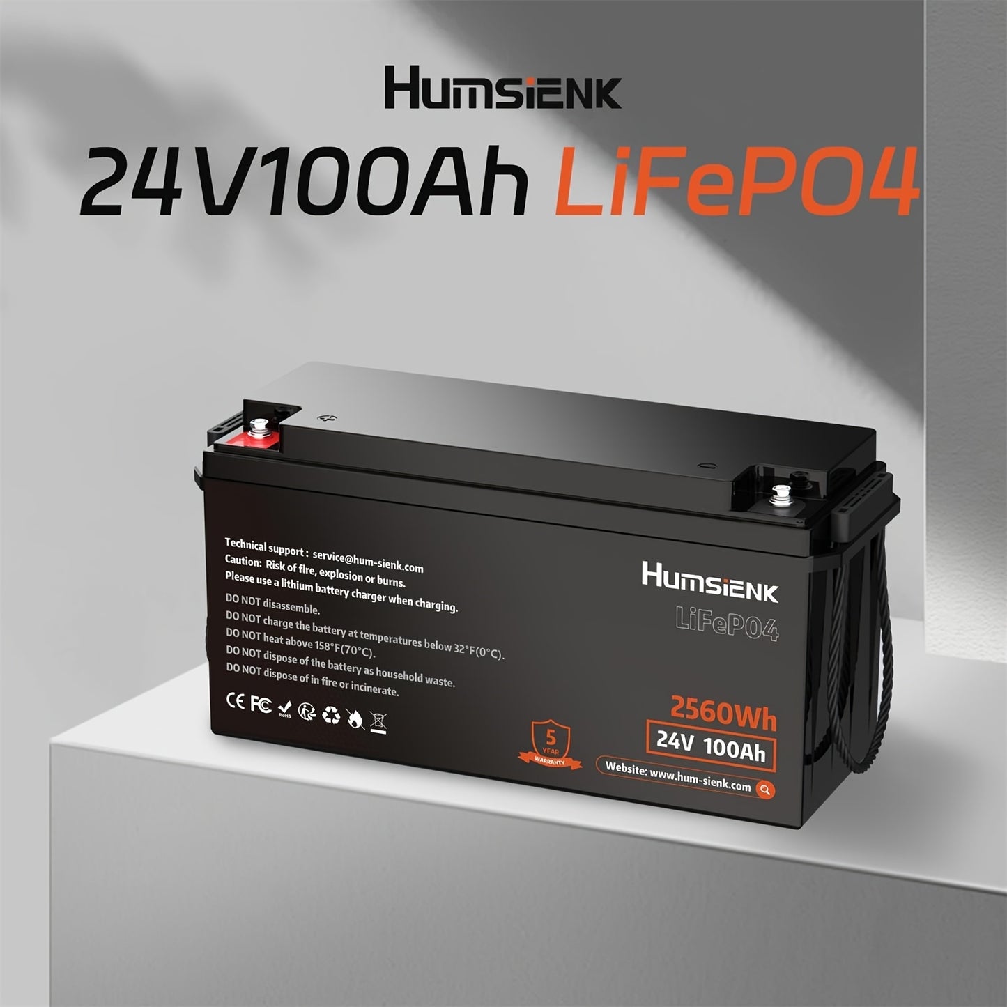 LiFePO4 Batterij – Lithium Accu – Oplaadbare Accu – Zonne-energie Accu – Camper Accu – 24V 100Ah – 800A Piekstroom – 15.000+ Laadcycli