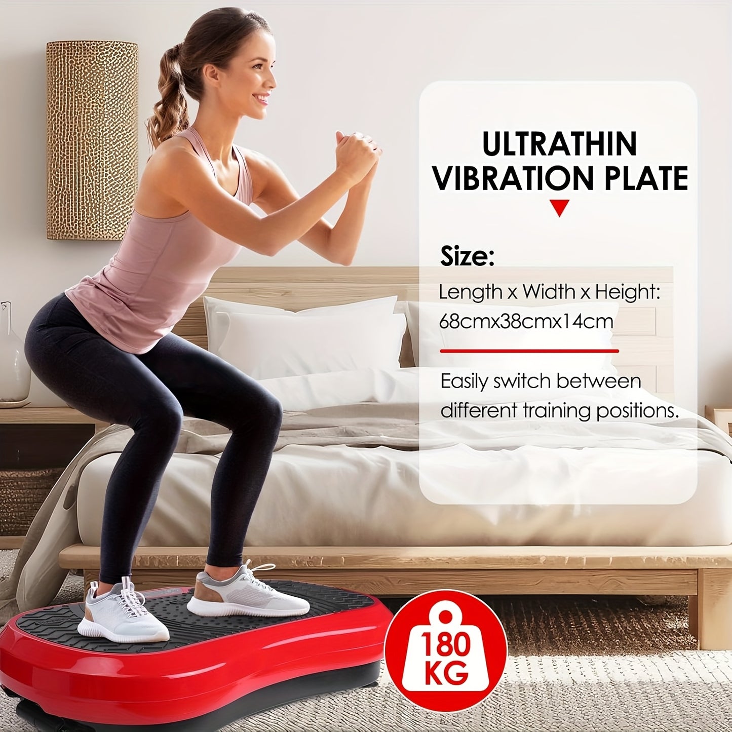 Trilplaat – Vibratieplaat – Vibratietrainer – Fitnessplaat – Powerplate – 120 Intensiteitsniveaus – 10 Trainingsprogramma’s – Stil Geluid – Afstandsbediening – 180 kg Draagvermogen
