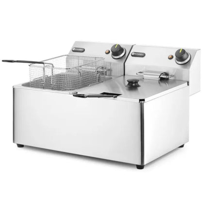 Gastronomic Double Fryer Kitchen Line 7Kw 230V 2 X 8L - Hendi 205839 - QUORE