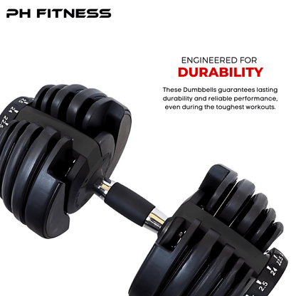 Verstelbare Dumbbell – Verstelbare Halter – Dumbbell Set – Gewichtenset – Smart Dumbbells – 15 Gewichtsniveaus van 2,5 tot 24 kg – Compact & Ruimtebesparend