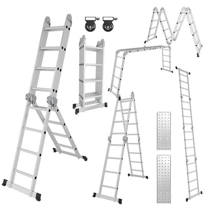 Multifunctionele Aluminium Ladder – Vouwladder – Steiger – A-Frame Ladder – Werkplatform – Max 582 cm – Lichtgewicht & Roestvrij
